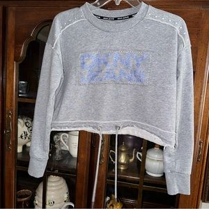 Women DKNY Jeans Logo Crop Top Long Sleeve Size XS